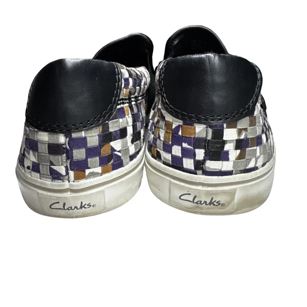 Clarks Gosling Step Loafers multicolored slip-on shoe woven textile design 8.5